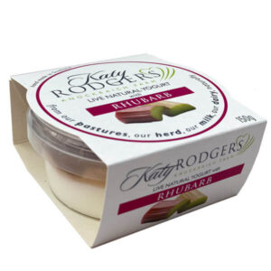 Natural yogurt topped with rhubarb compote